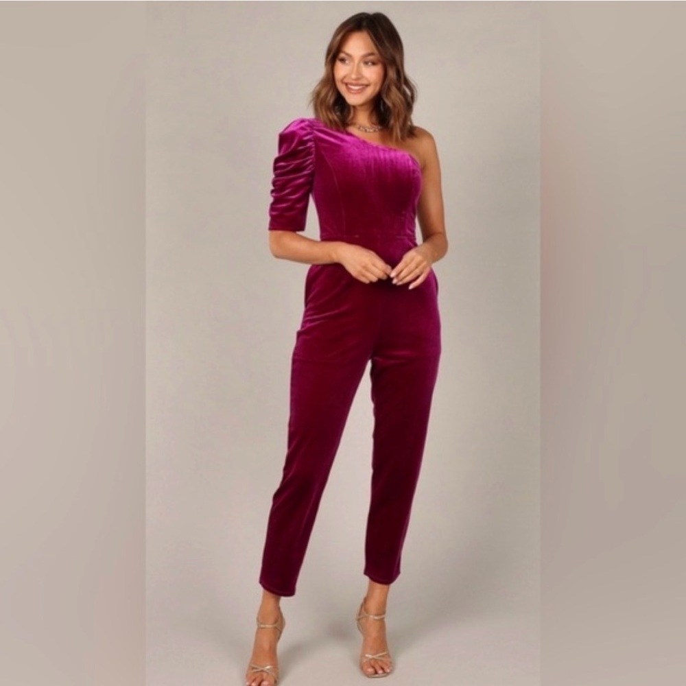 DO+BE One-Shoulder Velvet Jumpsuit BLACK